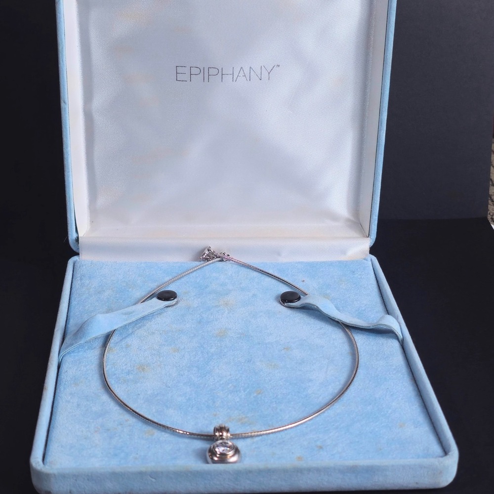QVC Epiphany Sterling Silver Platinum Clad Diamonique Necklace